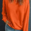 Best Dear-Lover Solid Classic Crewneck Pullover Sweatshirt Orange