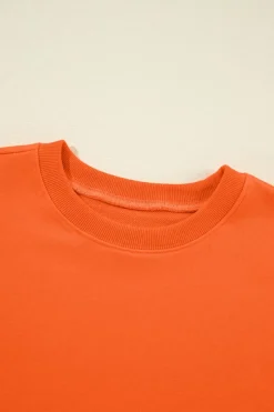 Best Dear-Lover Solid Classic Crewneck Pullover Sweatshirt Orange