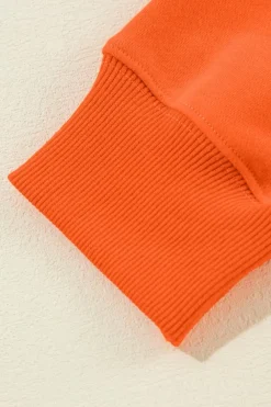 Best Dear-Lover Solid Classic Crewneck Pullover Sweatshirt Orange