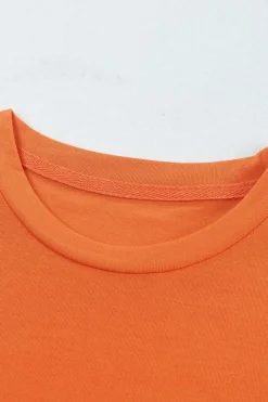 Sale Dear-Lover Solid Color Crew Neck Tee Orange