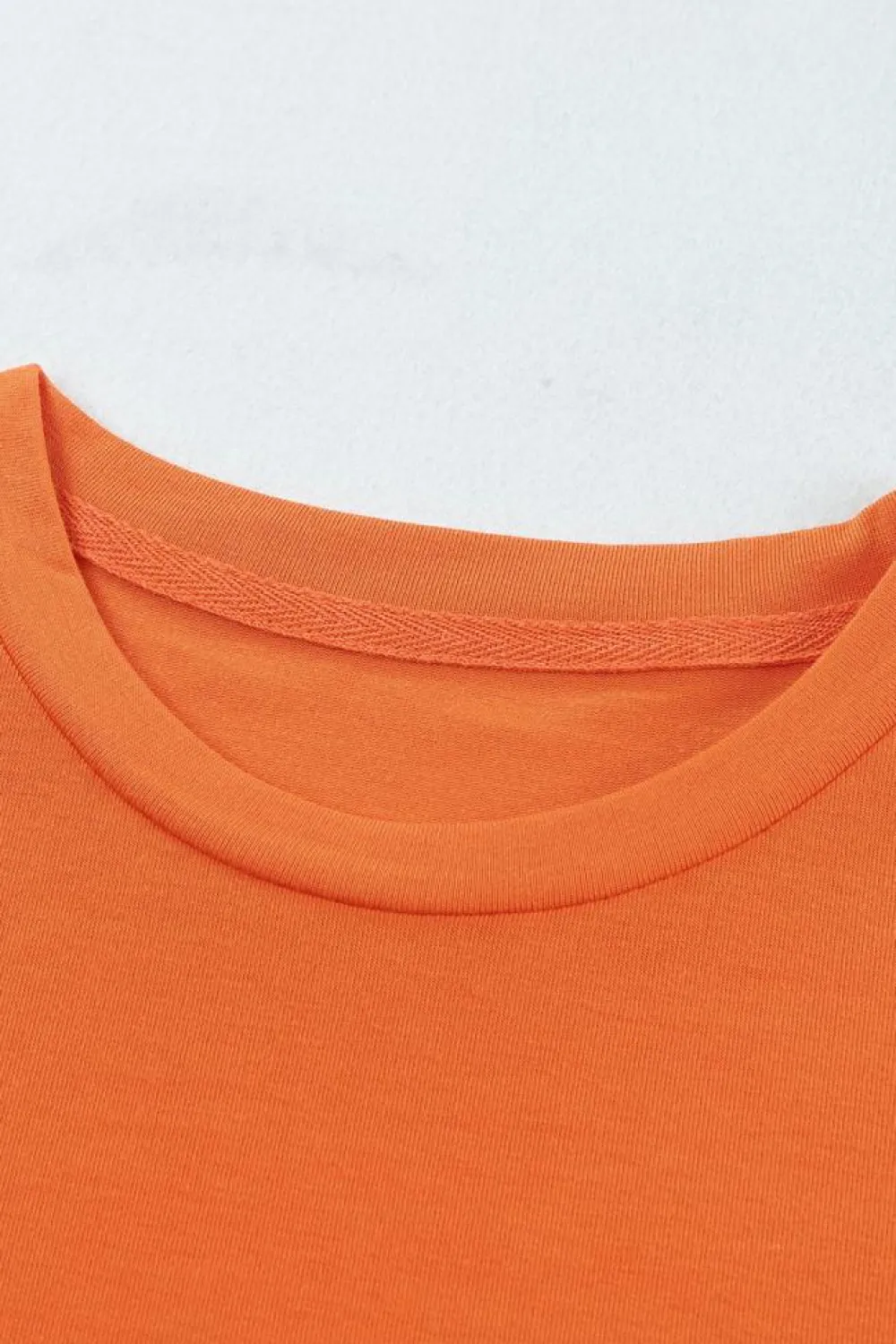 Sale Dear-Lover Solid Color Crew Neck Tee Orange