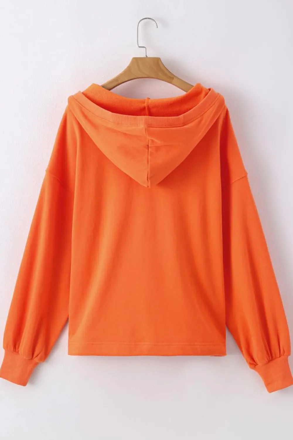 Online Dear-Lover Solid Kangaroo Pocket Half Zipper Oversized Hoodie Orange