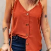 Outlet Dear-Lover Spaghetti Strap Buttoned Tank Top Orange