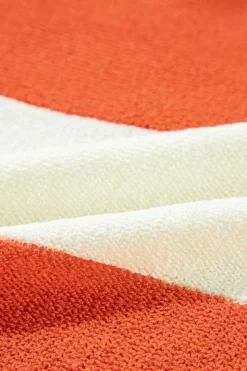 Sale Dear-Lover Loose Color Block Drop Shoulder Bubble Sleeve Sweater Orange Stripe