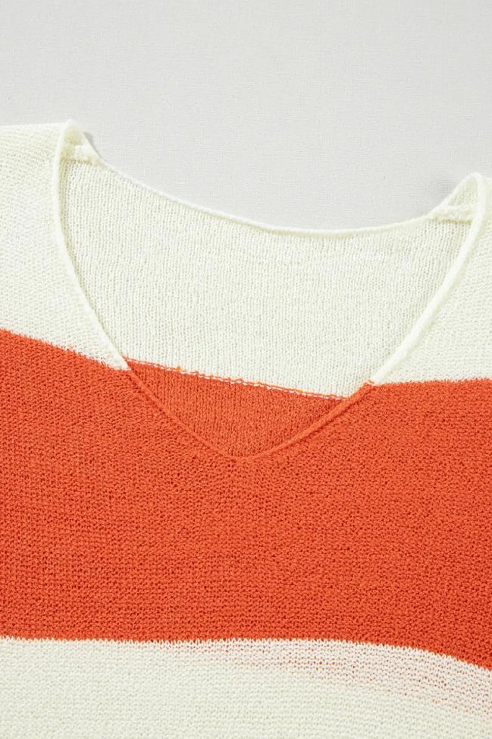 Sale Dear-Lover Loose Color Block Drop Shoulder Bubble Sleeve Sweater Orange Stripe