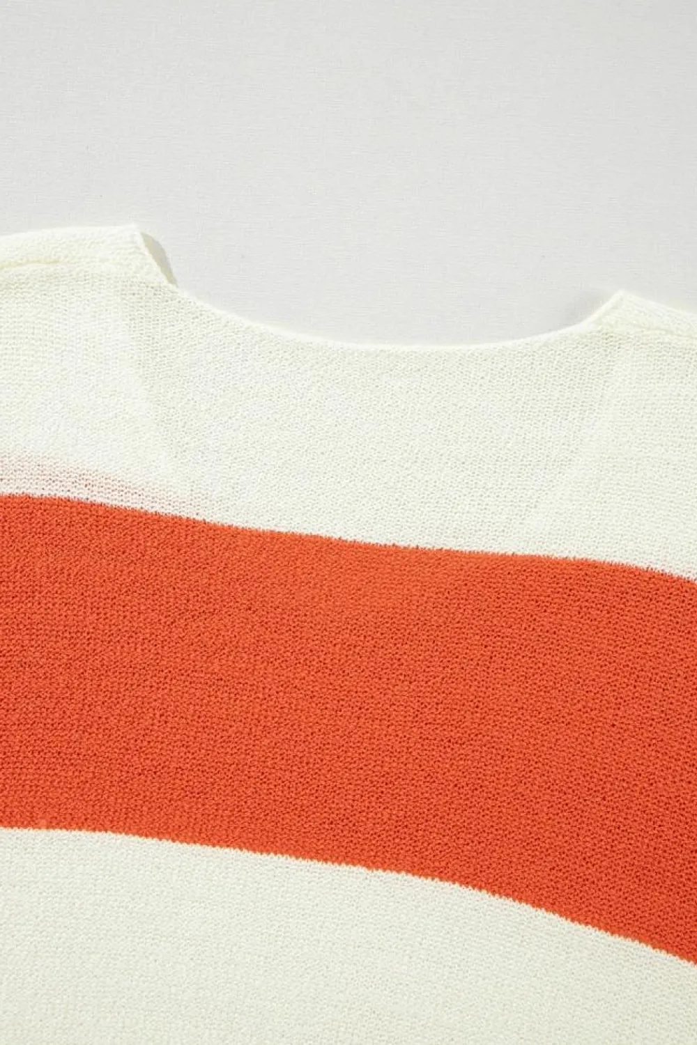 Sale Dear-Lover Loose Color Block Drop Shoulder Bubble Sleeve Sweater Orange Stripe