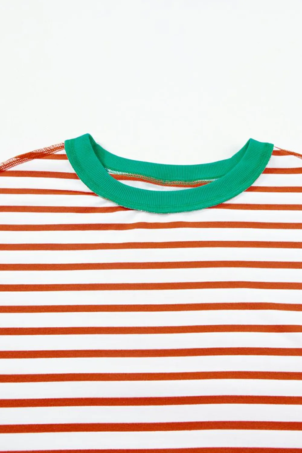Best Dear-Lover Oversized Contrast Trim Exposed Seam High Low T Shirt Orange Stripe