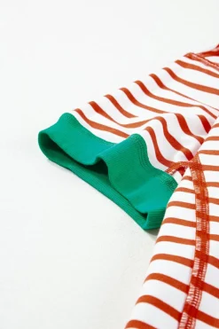 Best Dear-Lover Oversized Contrast Trim Exposed Seam High Low T Shirt Orange Stripe