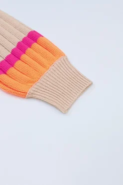 Outlet Dear-Lover Striped Colorblock Drop Shoulder Slouchy Cardigan Orange