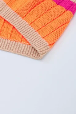 Outlet Dear-Lover Striped Colorblock Drop Shoulder Slouchy Cardigan Orange