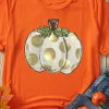 Sale Dear-Lover Thanksgiving Pumpkin Pattern Crew Neck Short Sleeve Top Orange