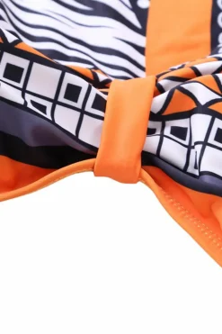 Outlet Dear-Lover Tribal Print One Piece Swimsuit Orange