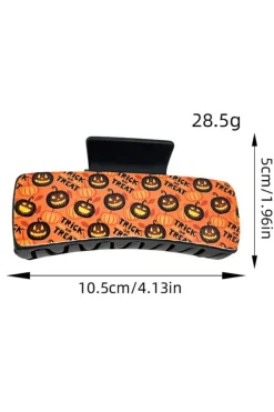 Discount Dear-Lover Trick or Treat Halloween Print Hair Clip Orange