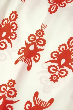 Online Dear-Lover Vintage Geometric Printed 3/4 Sleeve V Neck Blouse Orange