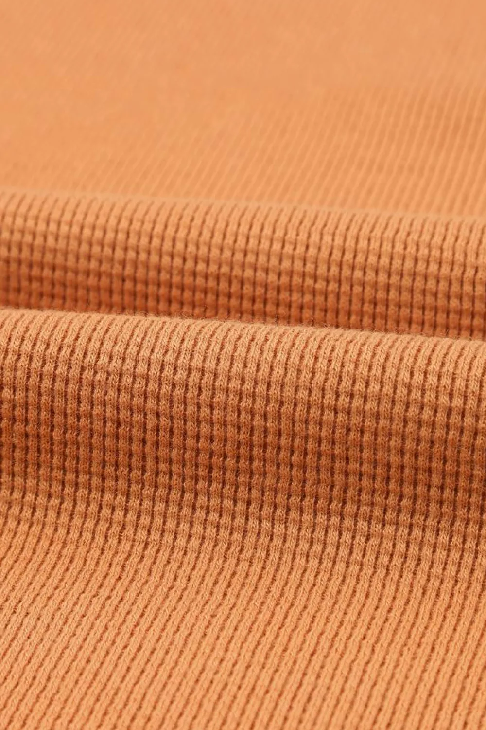 Fashion Dear-Lover Waffle Knit Henley Top Orange