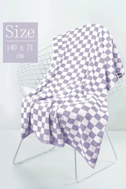 Best Dear-Lover Checkered Print Soft Large Bath Towel Orchid Petal