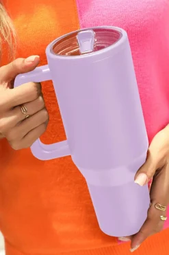 Discount Dear-Lover Frosted Stainless Handle Large Vacuum Cup with Straw 40oz Orchid Petal