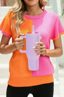 Discount Dear-Lover Frosted Stainless Handle Large Vacuum Cup with Straw 40oz Orchid Petal