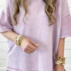 Best Dear-Lover Mineral Wash Exposed Seam Drop Shoulder Oversized Tee Orchid Petal