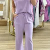 Fashion Dear-Lover Mineral Wash Casual Round Neck Tank and Straight Loose Drawstring Pants Set Orchid Petal