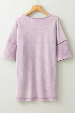Best Dear-Lover Mineral Wash Exposed Seam Drop Shoulder Oversized Tee Orchid Petal