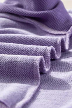 Best Dear-Lover Solid Waffle Knit Patchwork Raglan Sleeve Sweatshirt Orchid Petal
