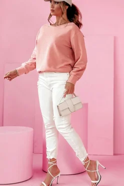 Fashion Dear-Lover Bowknot Dewback Round Neck Sweatshirt Pale Chestnut
