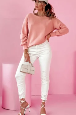 Fashion Dear-Lover Bowknot Dewback Round Neck Sweatshirt Pale Chestnut