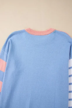 Discount Dear-Lover Colorblock Striped Drop Shoulder Cozy Sweater Pale Chestnut