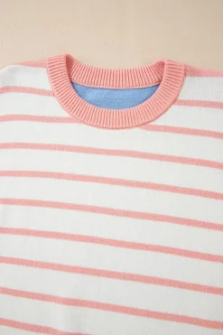 Discount Dear-Lover Colorblock Striped Drop Shoulder Cozy Sweater Pale Chestnut