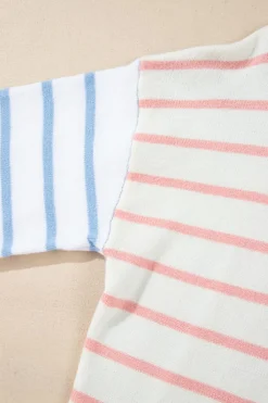 Discount Dear-Lover Colorblock Striped Drop Shoulder Cozy Sweater Pale Chestnut