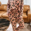 Online Dear-Lover Leopard Long Sleeve Top and Drawstring Pants Set Pale Chestnut