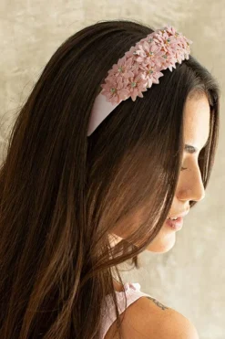 New Dear-Lover Multi Layer Flower Rhinestone Wide Headband Pale Chestnut