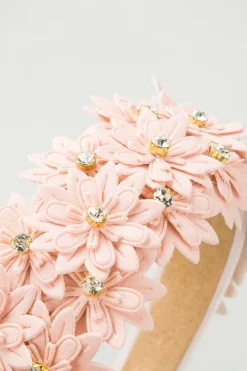 New Dear-Lover Multi Layer Flower Rhinestone Wide Headband Pale Chestnut