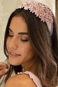 New Dear-Lover Multi Layer Flower Rhinestone Wide Headband Pale Chestnut