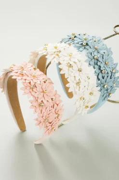 New Dear-Lover Multi Layer Flower Rhinestone Wide Headband Pale Chestnut