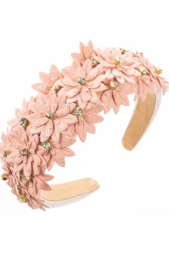 New Dear-Lover Multi Layer Flower Rhinestone Wide Headband Pale Chestnut