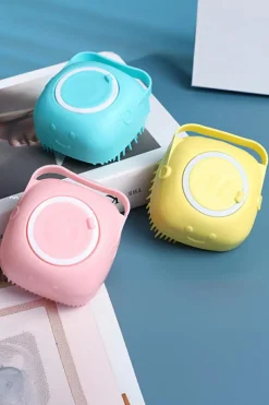 Fashion Dear-Lover Silicone Pet Washer Brush with Shampoo Dispenser Pale Chestnut