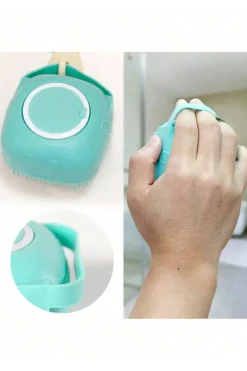 Fashion Dear-Lover Silicone Pet Washer Brush with Shampoo Dispenser Pale Chestnut