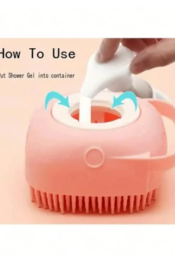 Fashion Dear-Lover Silicone Pet Washer Brush with Shampoo Dispenser Pale Chestnut