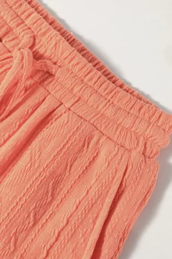 New Dear-Lover Textured Patched Pocket Short Sleeve Top Drawstring Shorts Set Pale Chestnut
