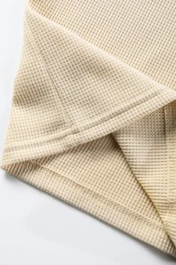 Outlet Dear-Lover Leopard Colorblock Waffle Knit Top Pale Khaki