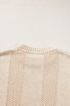 Outlet Dear-Lover Solid Color Cable Knit Ribbed Loose Sweater Pale Khaki