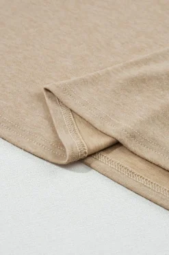 Discount Dear-Lover Solid Ruched Raglan Sleeve Knit Top Pale Khaki