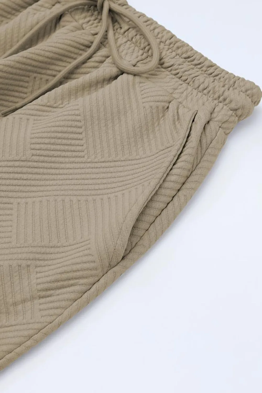 Clearance Dear-Lover Textured Loose Fit T Shirt and Drawstring Pants Set Pale Khaki