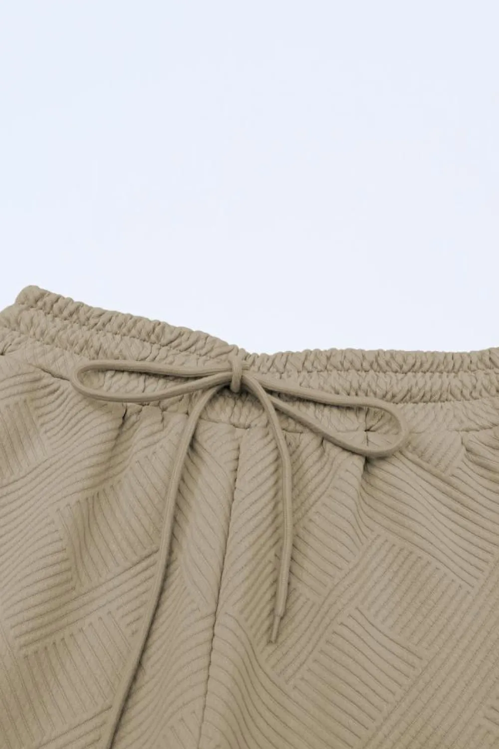 Clearance Dear-Lover Textured Loose Fit T Shirt and Drawstring Pants Set Pale Khaki