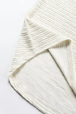 Online Dear-Lover Textured Wide Sleeve V Neck T Shirt Pale Khaki