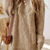 Best Dear-Lover Cable Knit Drop Shoulder Loose Fit Sweater Dress Parchment