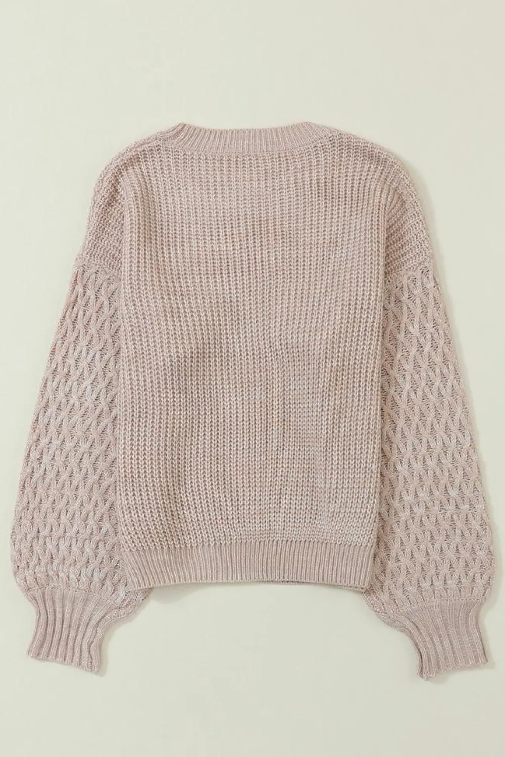 Fashion Dear-Lover Cable Knit Sleeve Drop Shoulder Sweater Parchment