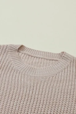Fashion Dear-Lover Cable Knit Sleeve Drop Shoulder Sweater Parchment